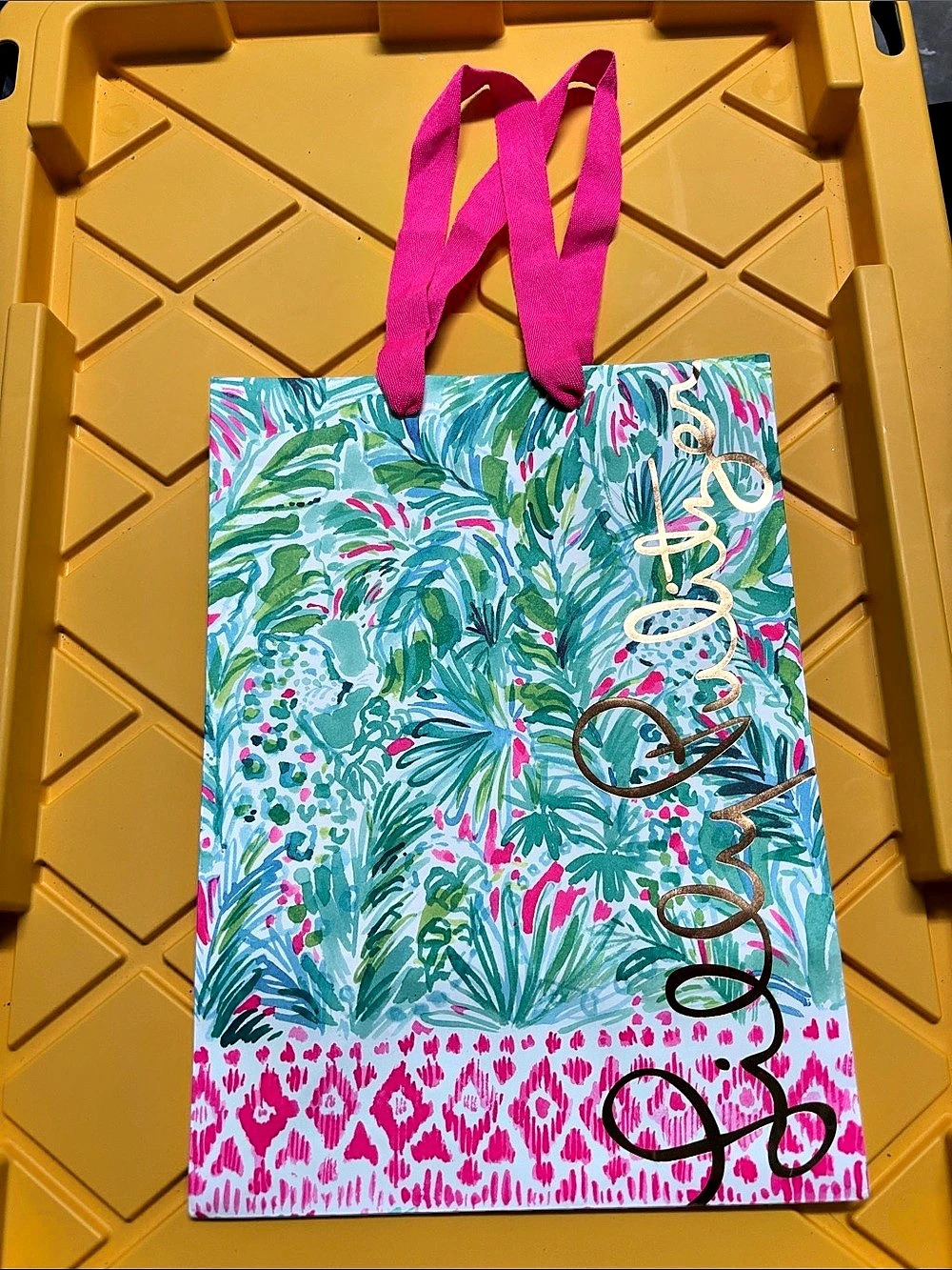 Lilly Pulitzer Printed Paper Gift Bag Floral Green & Pink
